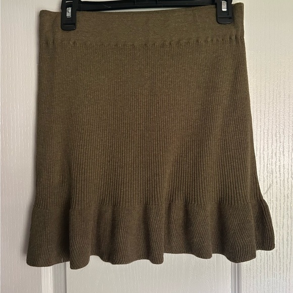 STITCHES & STRIPES Ribbed Knit Flounce Hem Mini Skirt Academia Schoolgirl | Sz M - Picture 5 of 7